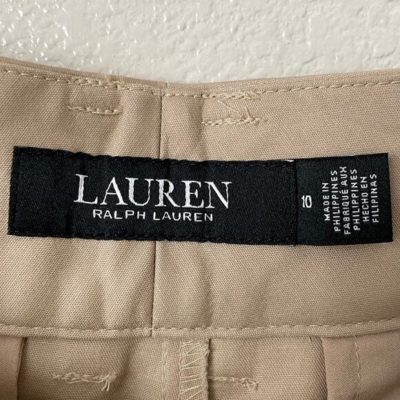 Lauren Ralph Lauren Pants Womens Size 10 Tan Pleated Straight Leg Ankle Preppy - Picture 9 of 12